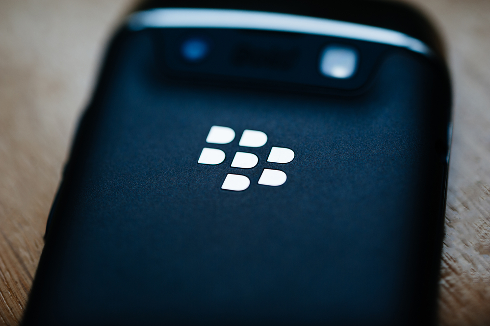 BlackBerry logo on back of phone