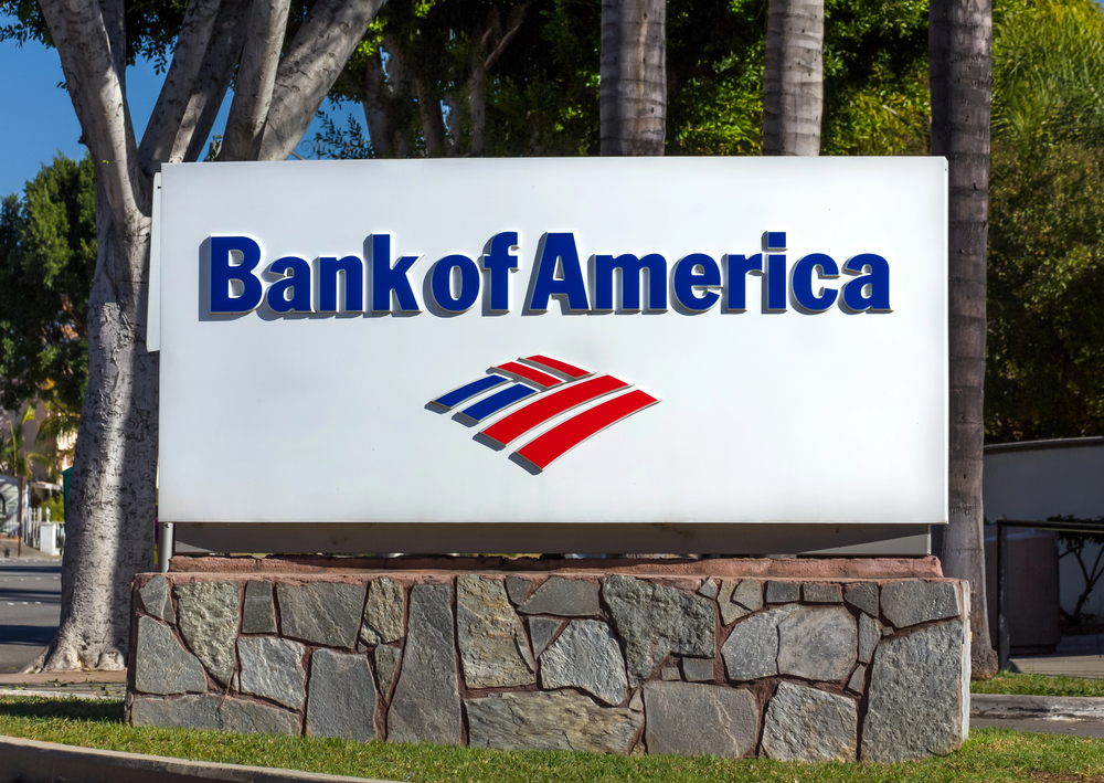 Bank of America branch logo sign