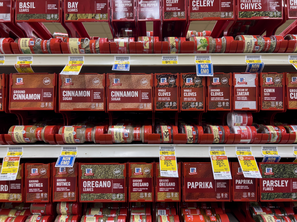 McCormick seasonings for sale inside a grocery store