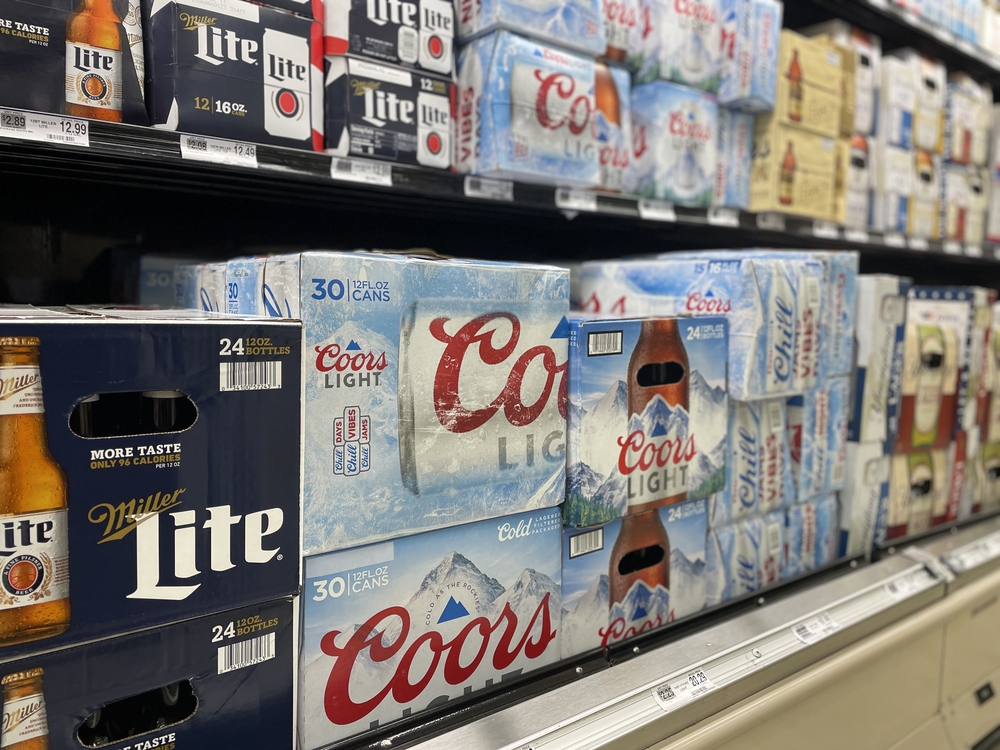 Retail store Coors beer side view