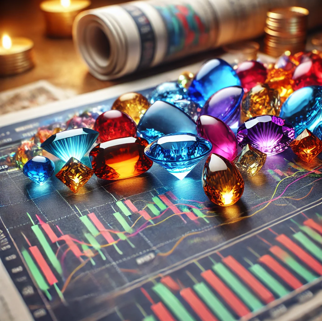 stock chart market and gems