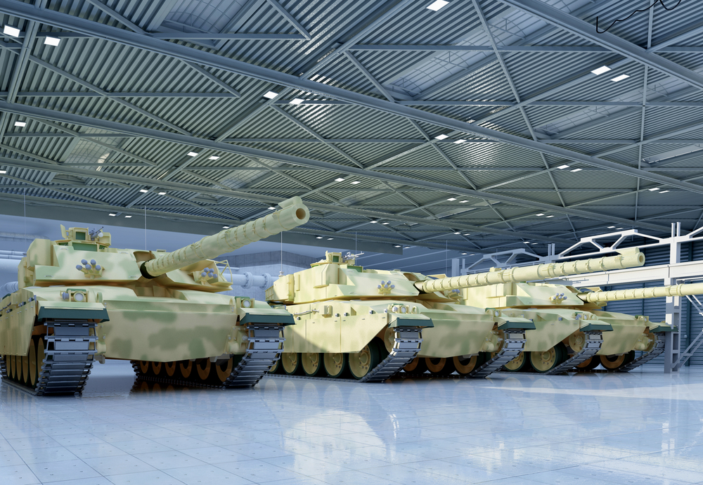 Tanks in hangar storage