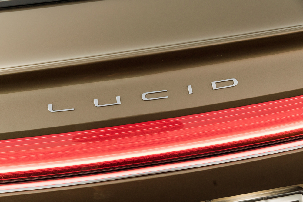Lucid car logo on EV car