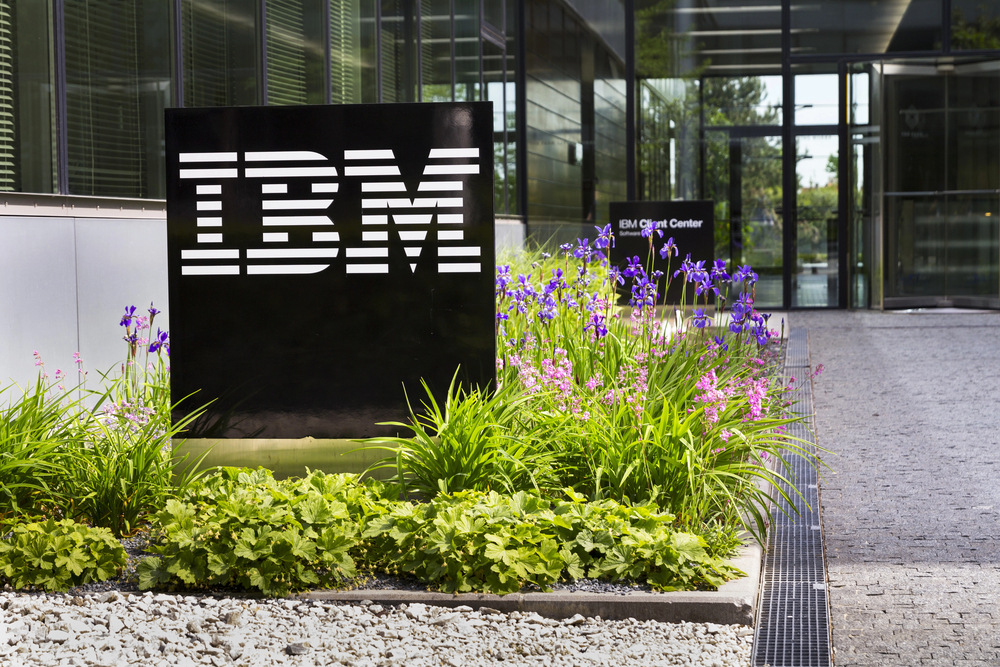IBM company logo on headquarters sign