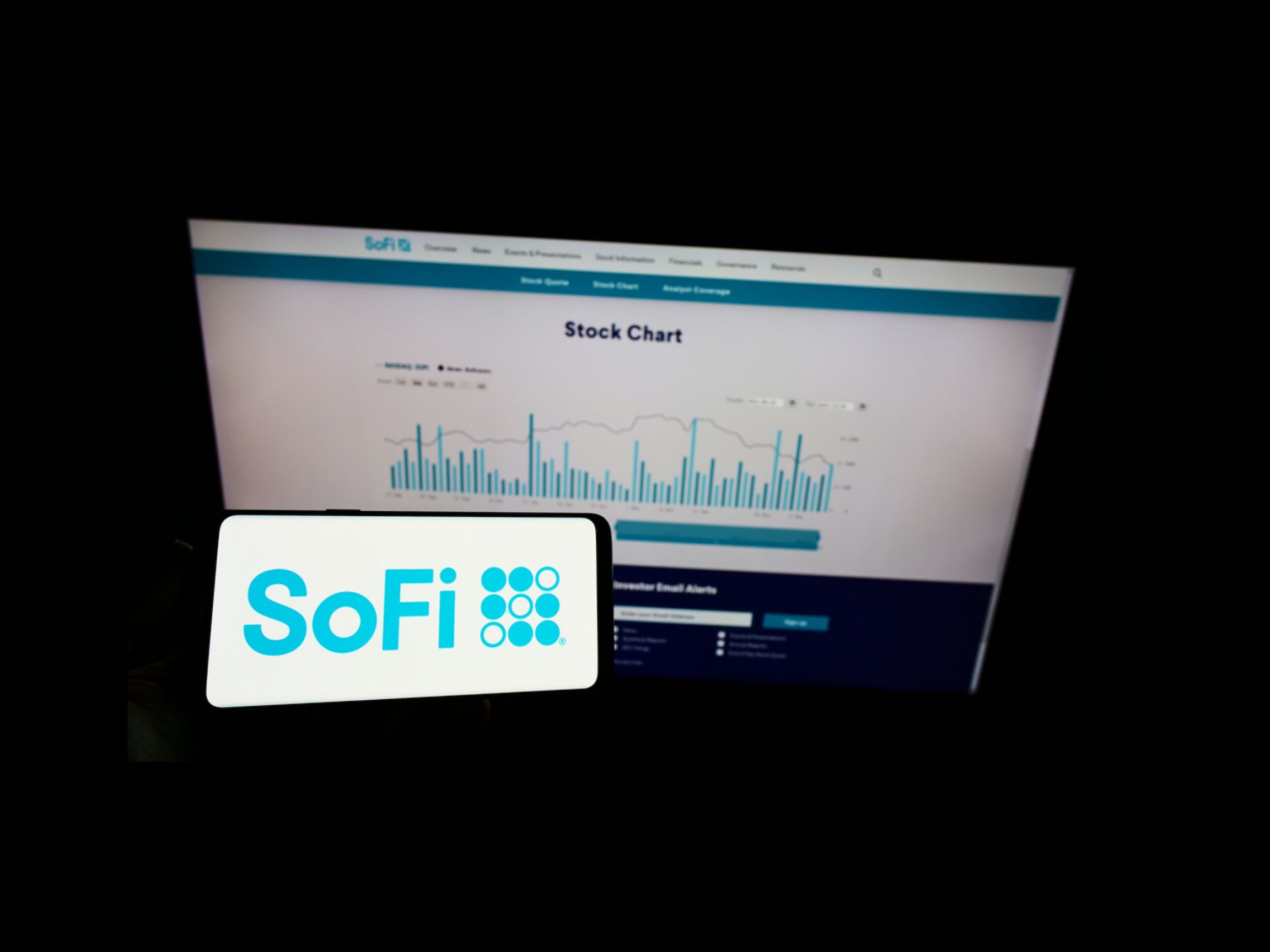 sofi logo and stock chart