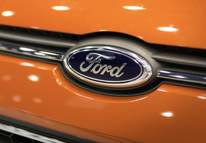 Ford logo on orange car