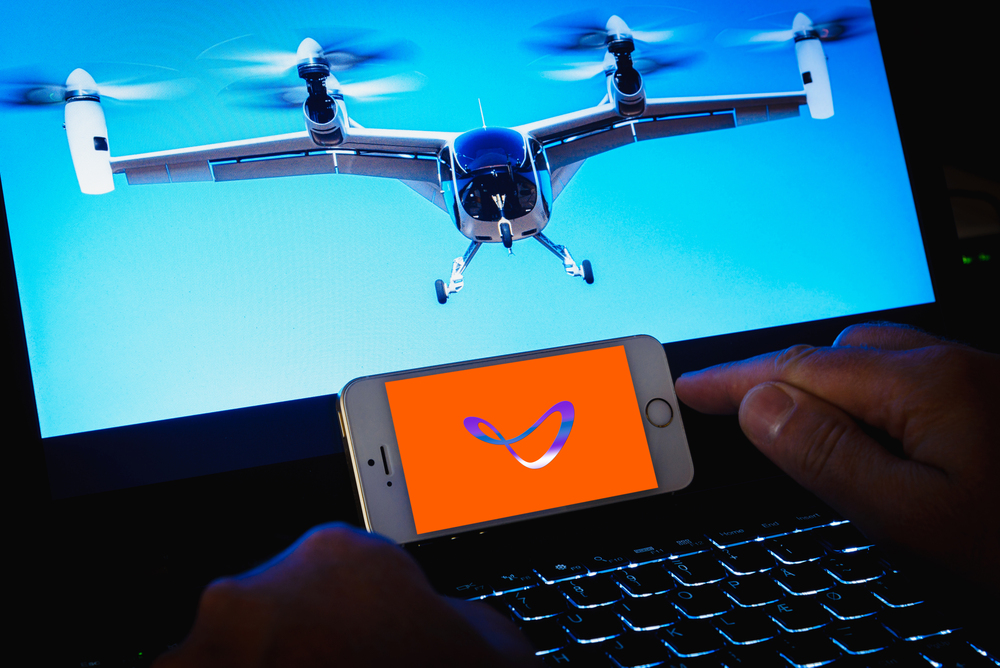 Joby Aviation logo. Joby Aviation is a USA company creating an electric aircraft for air taxi services
