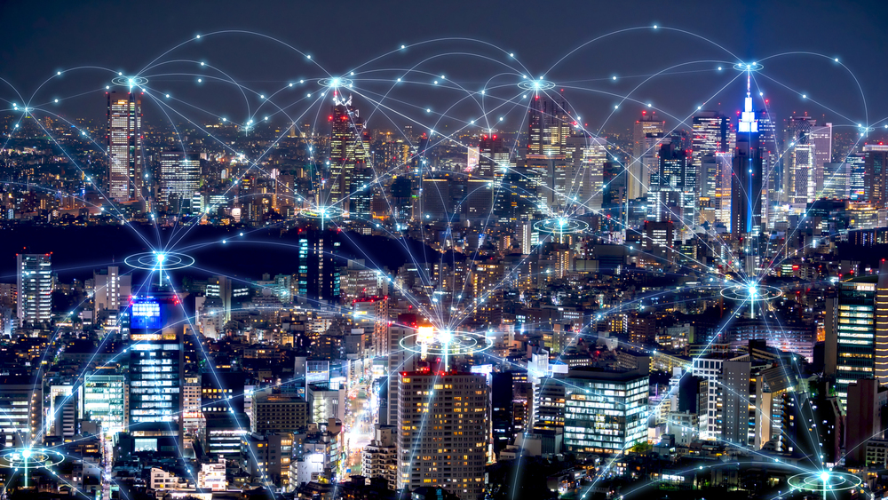 smart city and communication network (connection concept) in Tokyo, Japan