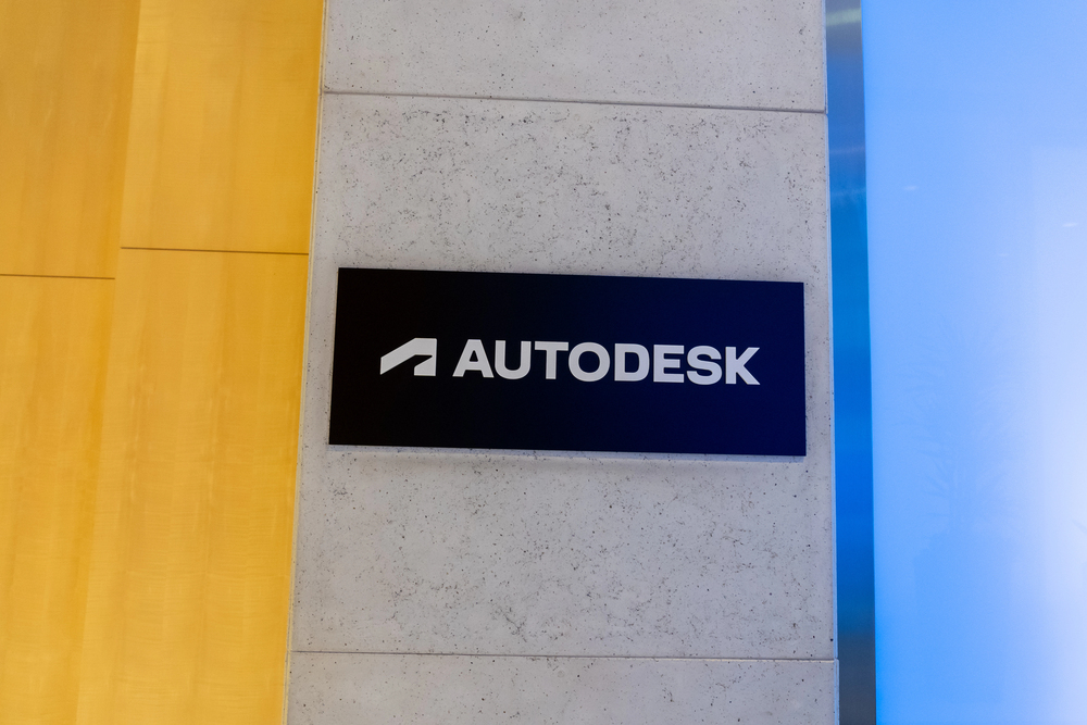 Autodesk sign on the wall at its headquarters in San Francisco, California, USA - June 6, 2023. Autodesk, Inc. is an American multinational software corporation. — Stock Editorial Photography