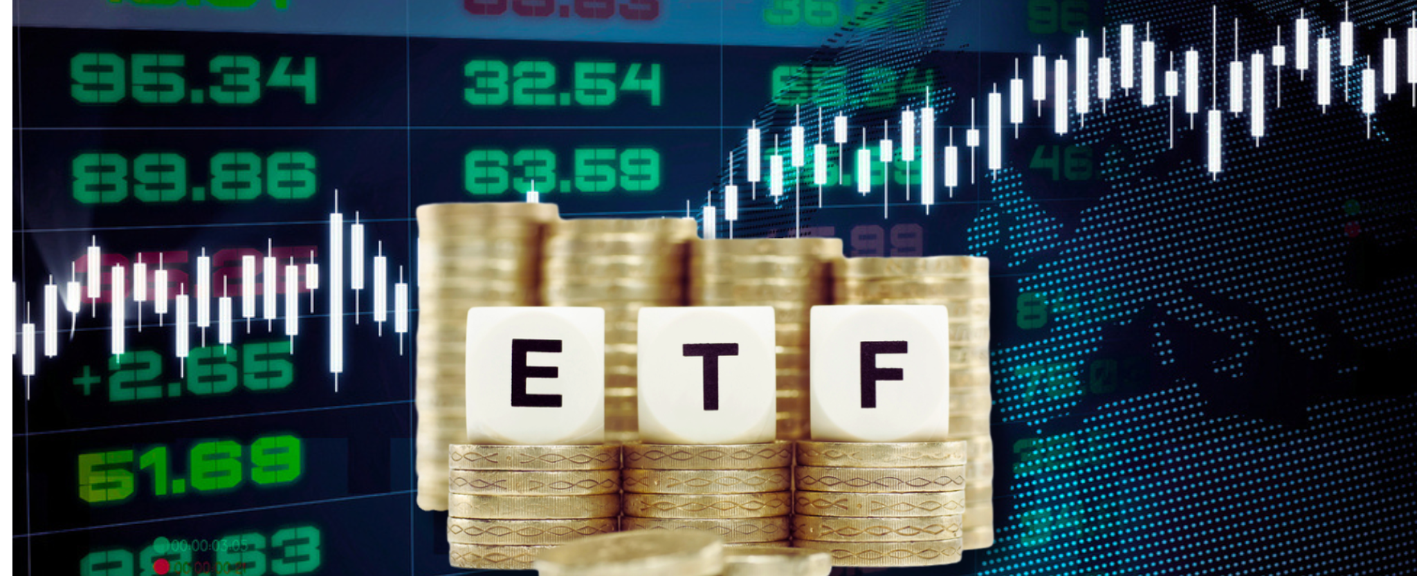 Exchange Traded Fund (ETF) concept. Wooden cube standing with "ETF" text
