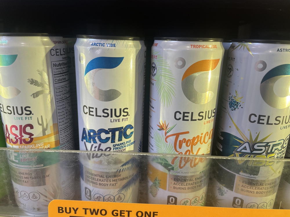 Lakeland, Fla USA - 05 27 24: 7 11 convenience store interior Celsius energy drinks