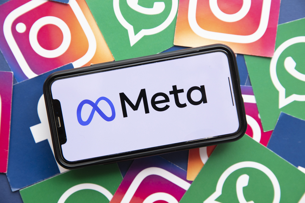 LONDON, UK - October 2021: Facebook social media company changes its corporate name to Meta.