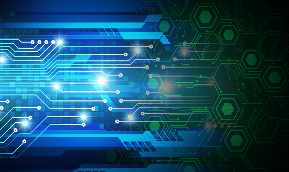 Abstract futuristic background with geometric shapes and lines - stock illustration