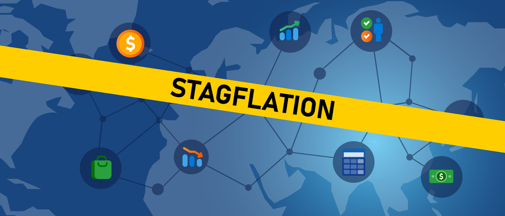 Stagflation stagnation inflation chart going up down economic growth vector