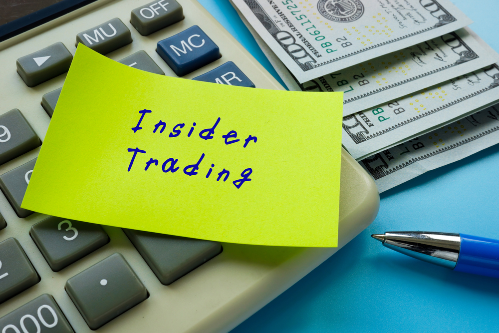 Business concept about Insider Trading with sign on the page. 