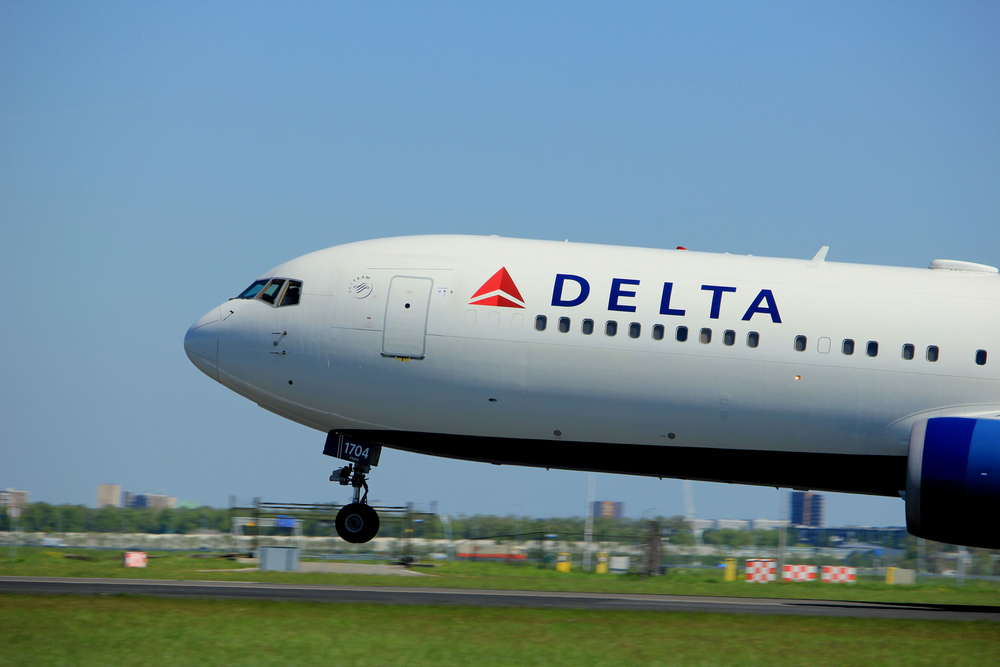 Amsterdam the Netherlands - May 4th 2018: N174DZ Delta Air Lines Boeing 767-300 takeoff from Polderbaan runway