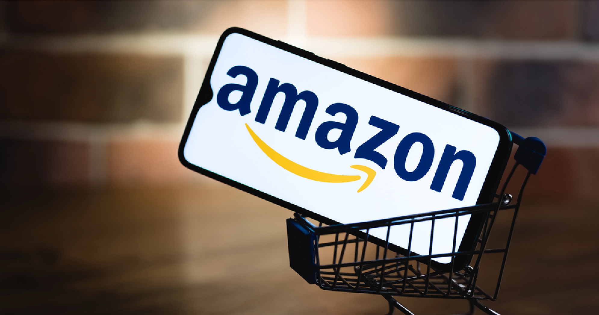 Kazan, Russia - May 14, 2021: Amazon is an American multinational technology company, which focuses on e-commerce, cloud computing, digital streaming, and artificial intelligence.