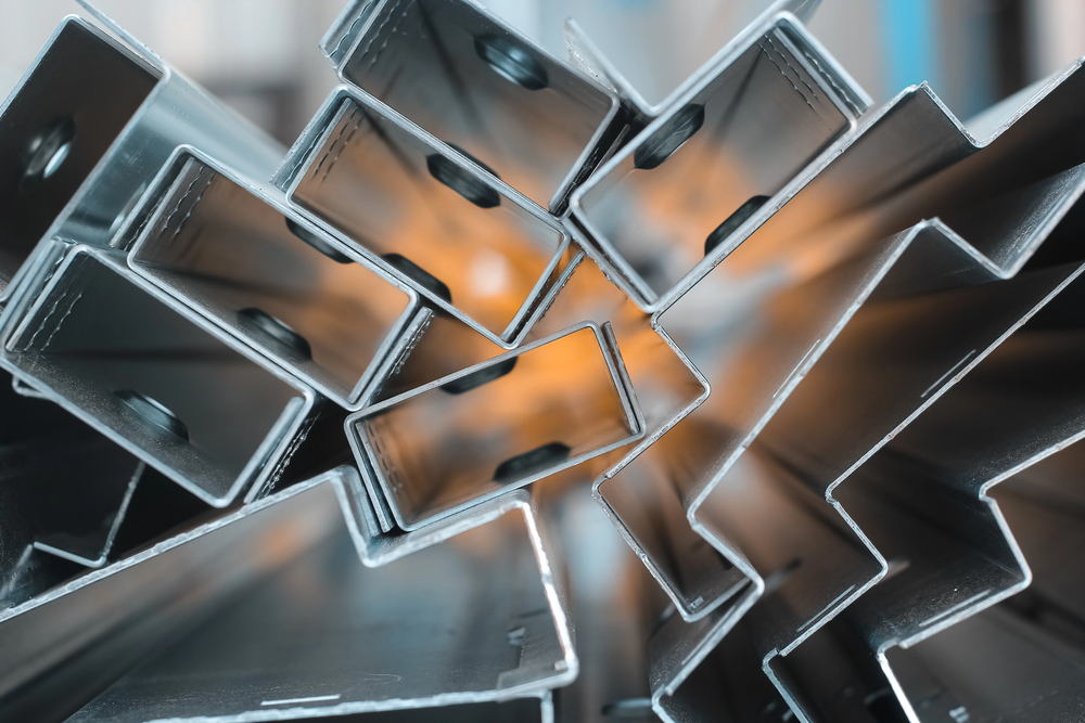Steel sheet metal profiles Zinc coated in a group — Photo