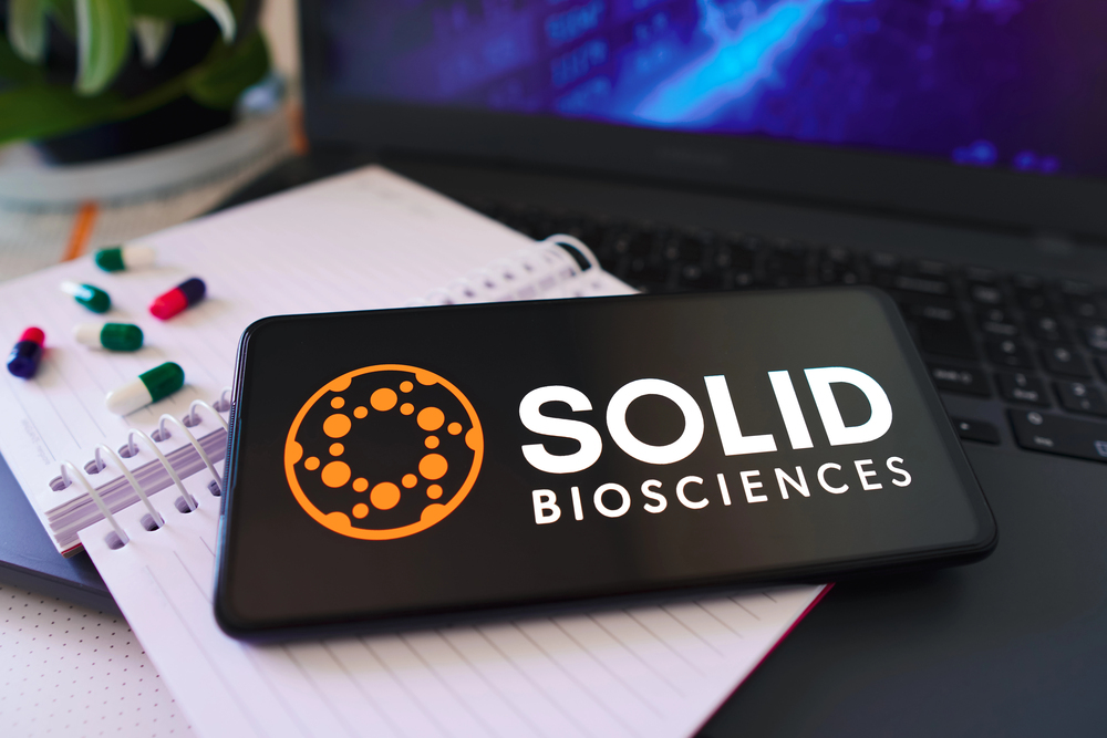 November 18, 2022, Brazil. In this photo illustration, the Solid Biosciences logo is displayed on a smartphone screen — Stock Editorial Photography