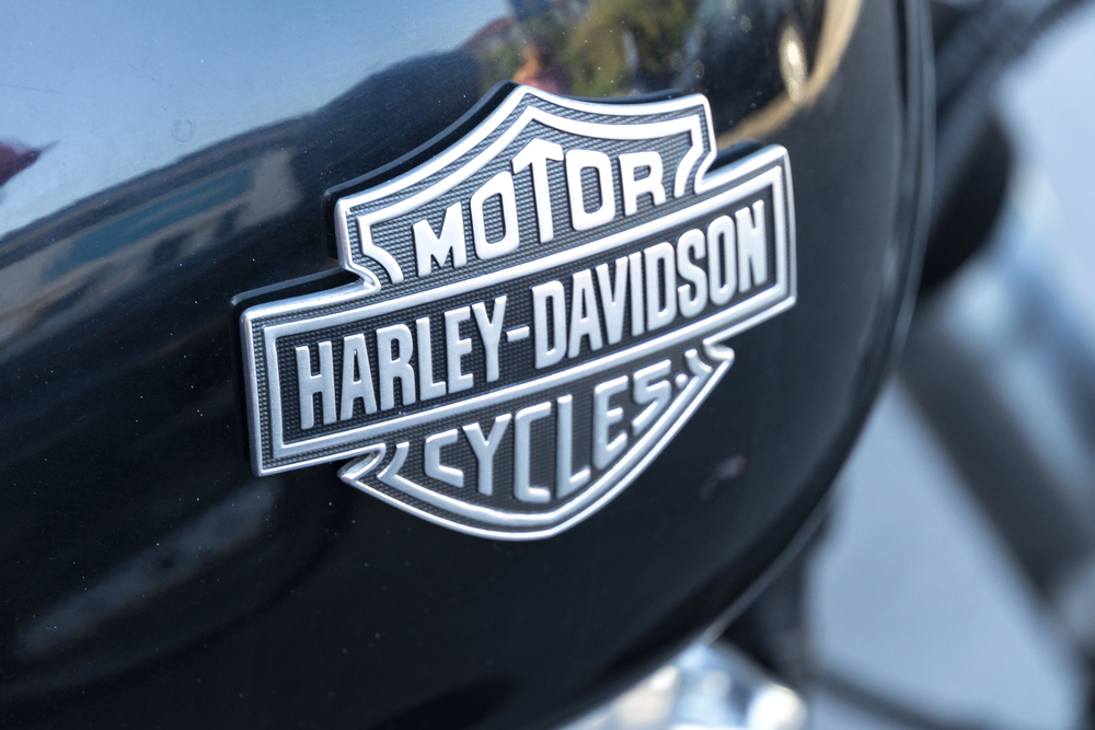 Milan, Italy - July 29, 2018: Harley Davidson motorcycle. Harley-Davidson, or Harley, is an American motorcycle manufacturer, founded in Milwaukee, Wisconsin, in 1903 - Stock Editorial Photography
