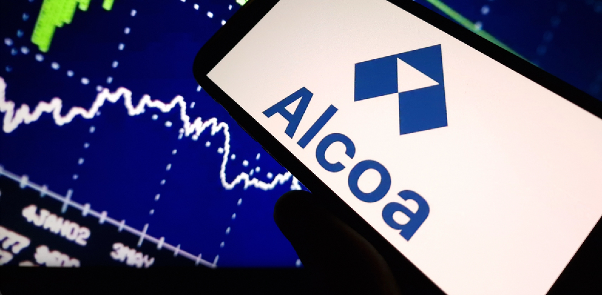 Konskie, Poland - February 24, 2024: Alcoa company logo displayed on mobile phone - Stock Editorial Photography