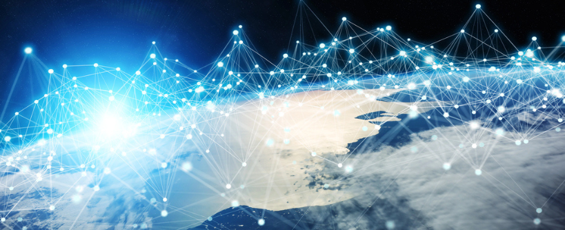 Photo of Connections system and datas exchanges on planet earth 3d render