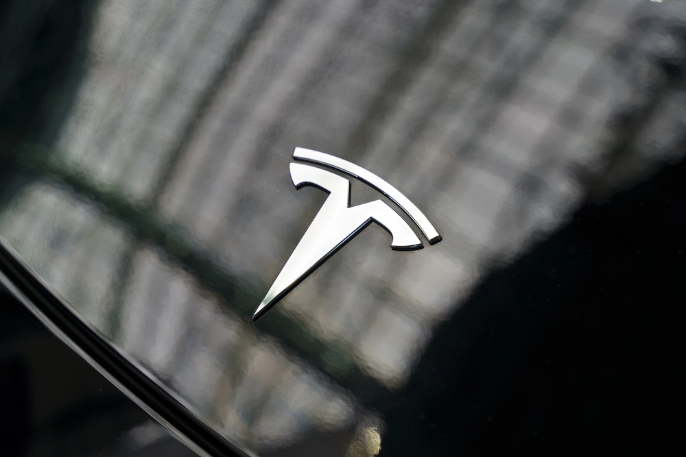 Tesla logo on car