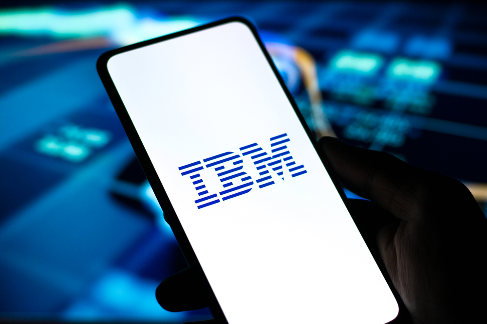 West Bangal, India - October 09, 2021 : IBM logo on phone screen stock image. - Stock Editorial Photography