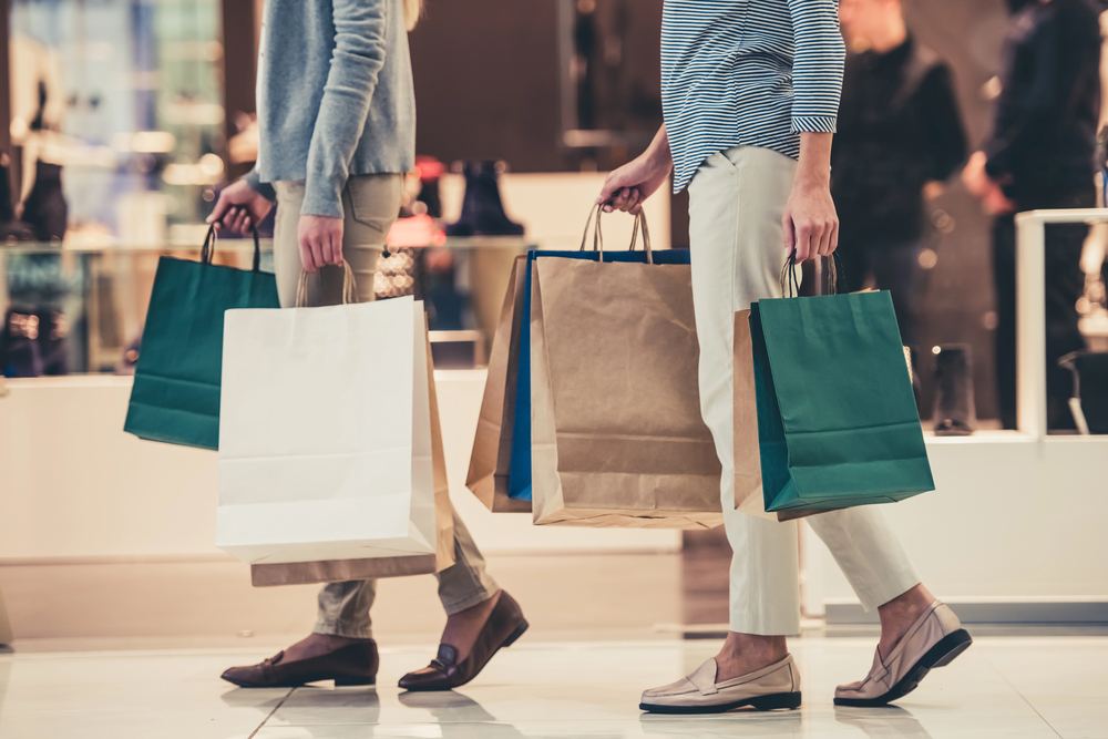 Girls going shopping - stock image