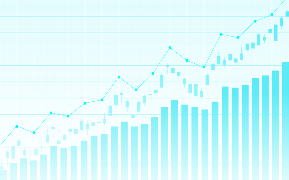 Financial stock market graph on stock market investment trading,