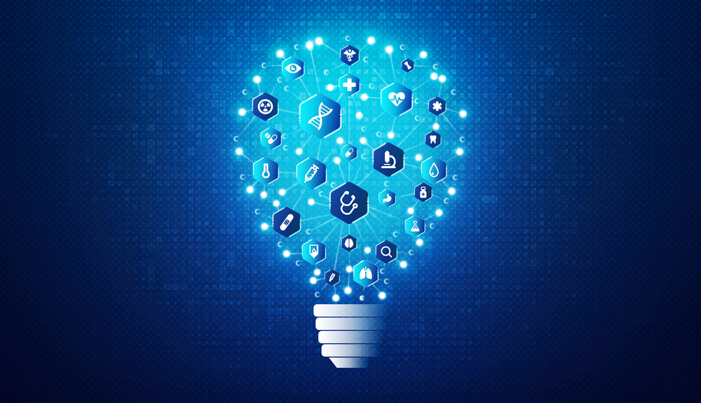 Clinical Research Concept with Medical Icons on Light Bulb - Medical Research and Medical Technology - MedTech — Photo