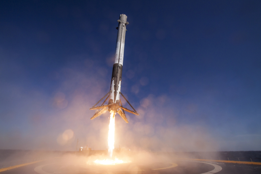 Rocket launch background template - elements of this image furnished by nasa - Stock Editorial Photography