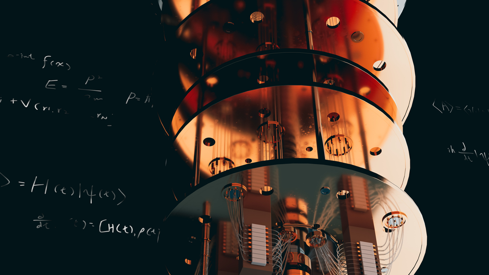 Technology Background of Quantum Computing Concepts, 3d rendering
