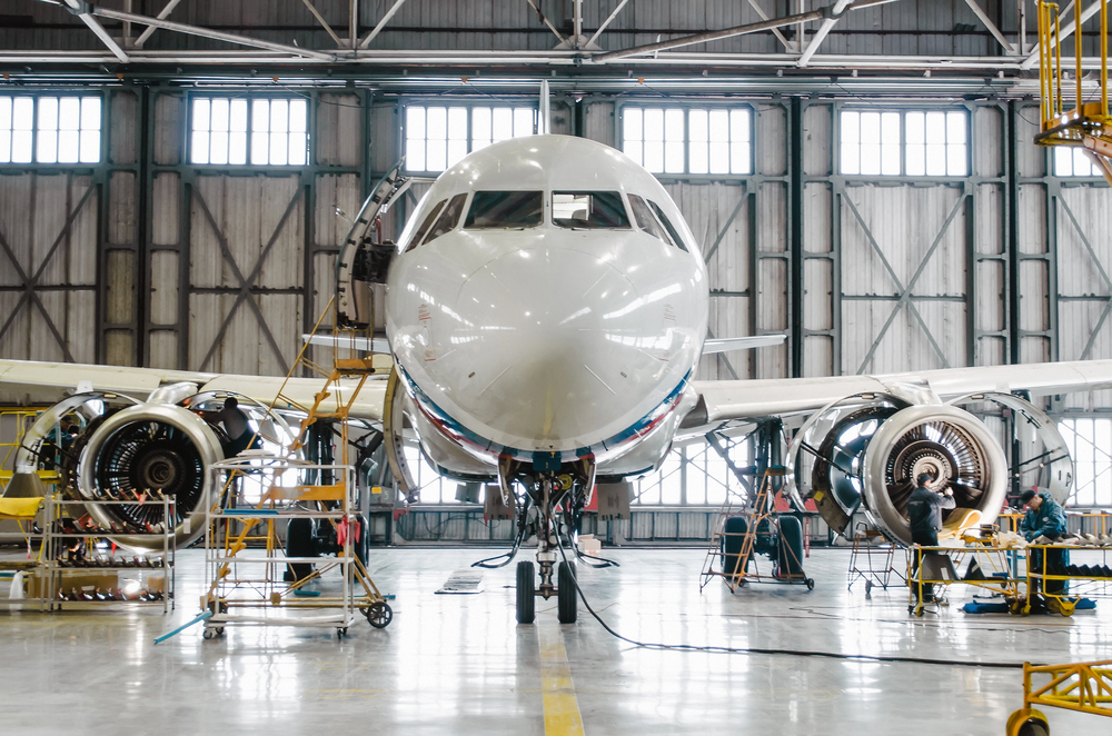 Airbus a320 for maintenance in the hangar. Russia, Saint-Petersburg, November 2016. — Stock Editorial Photography
