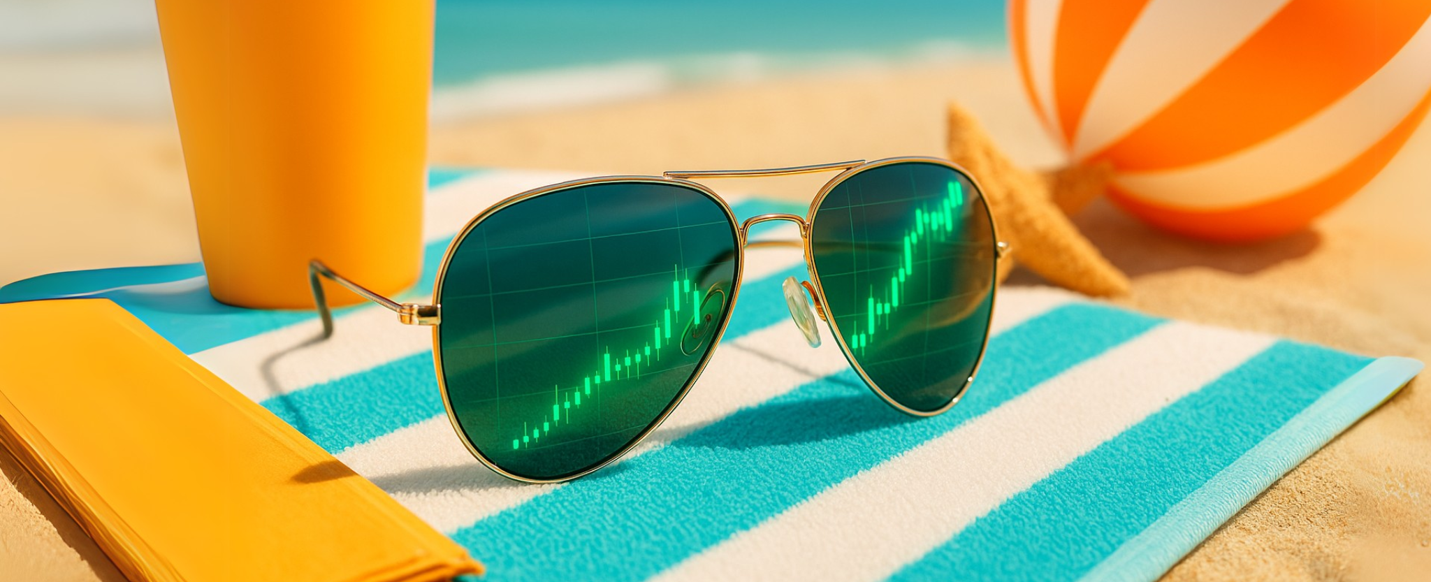 Sunglasses beach stock chart reflection