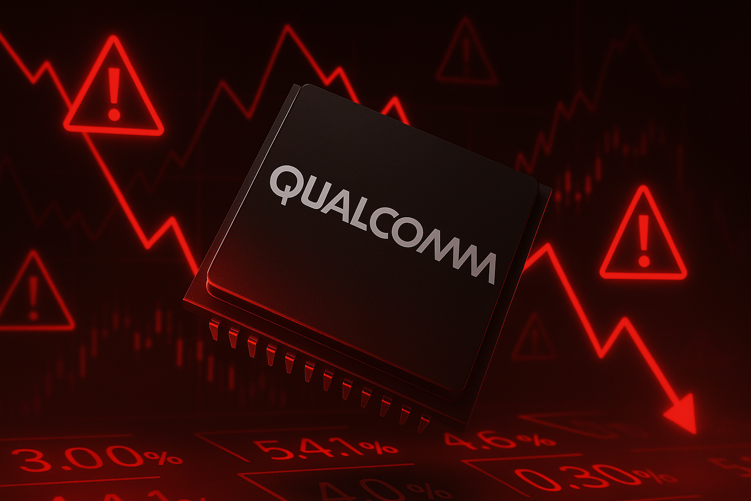 Qualcomm chip warning indicators - This image is an original composition by MarketBeat using licensed and editorial elements. Not for redistribution or reuse.