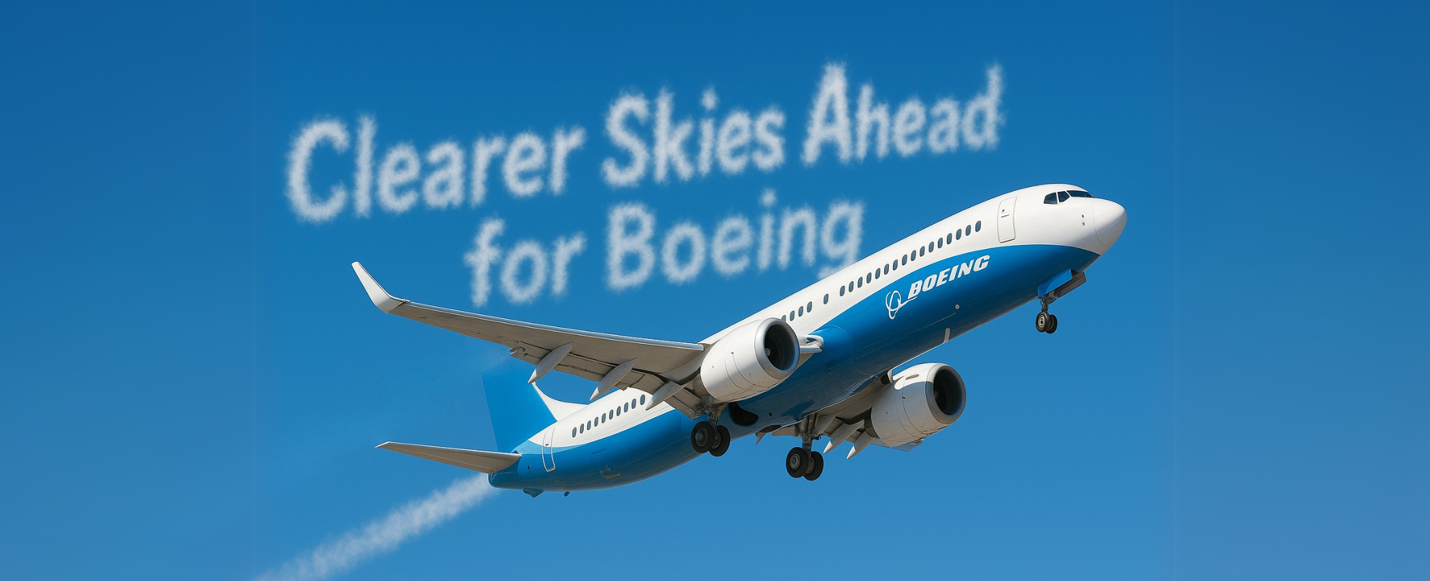 Clearer Skies Ahead for Boeing airplane ascent - This image is an original composition by MarketBeat using licensed and editorial elements. Not for redistribution or reuse.