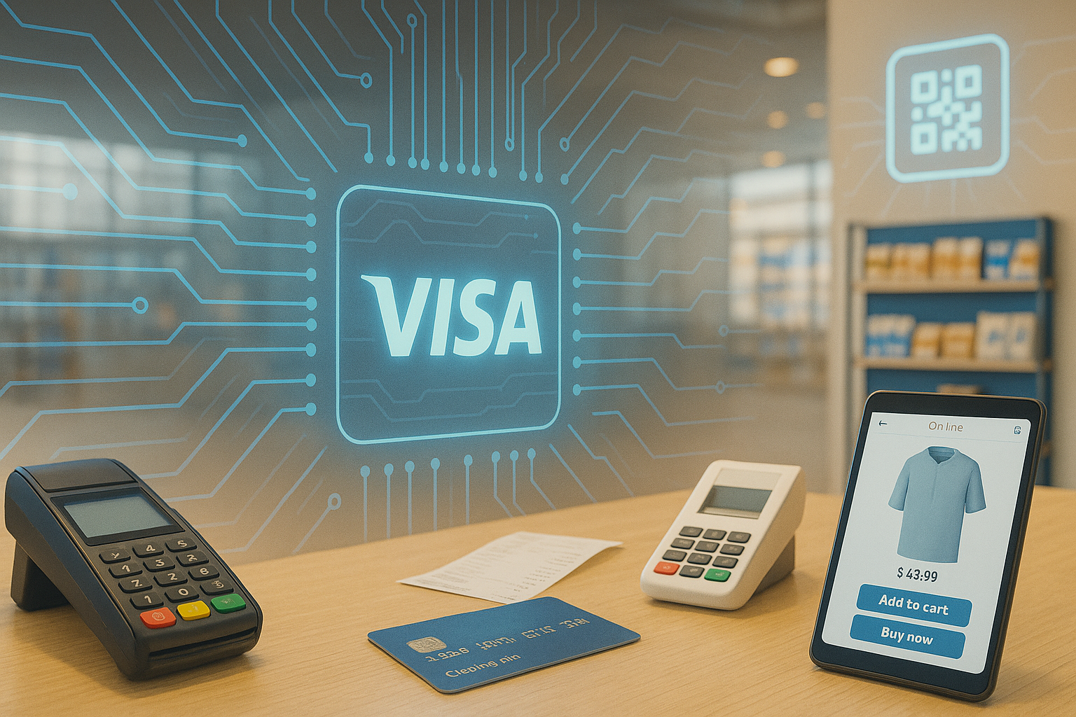 Visa card digital payments - This image is an original composition by MarketBeat using licensed and editorial elements. Not for redistribution or reuse.
