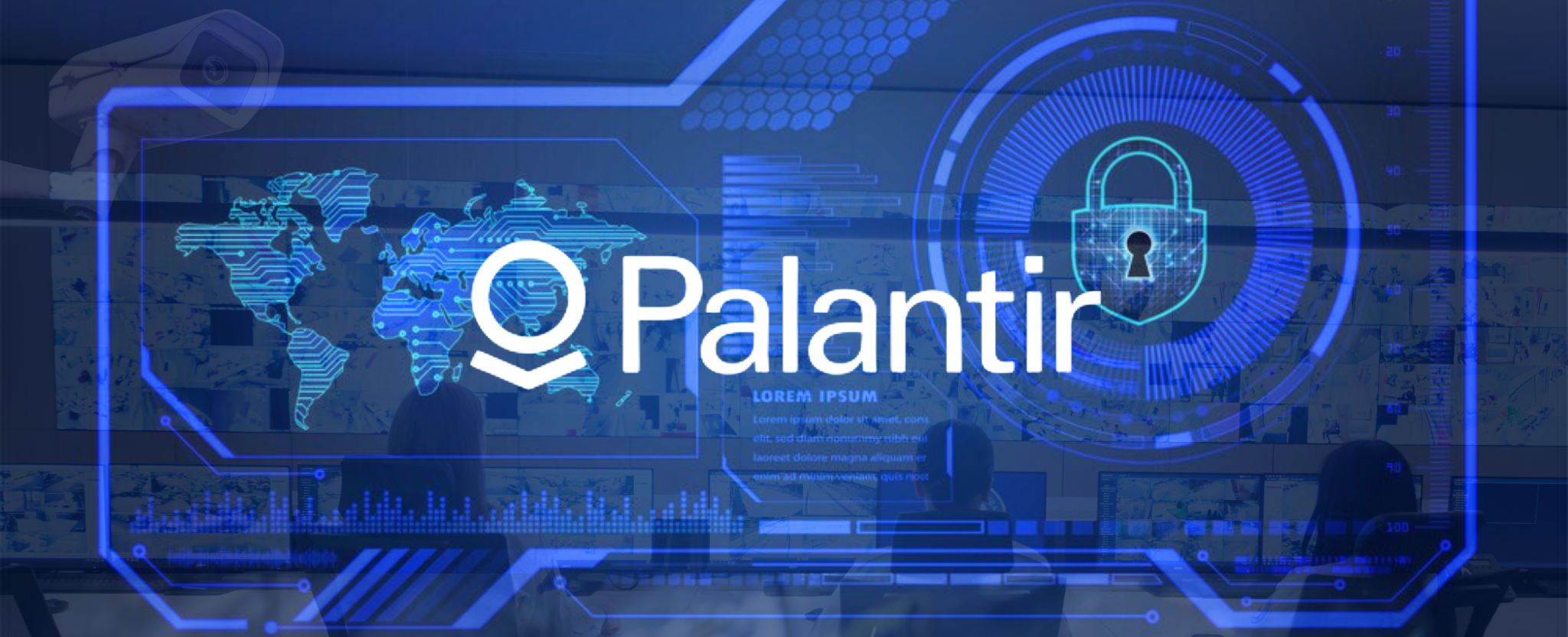 Palantir Surveillance Technology - This image is an original composition by MarketBeat using licensed and editorial elements. Not for redistribution or reuse.