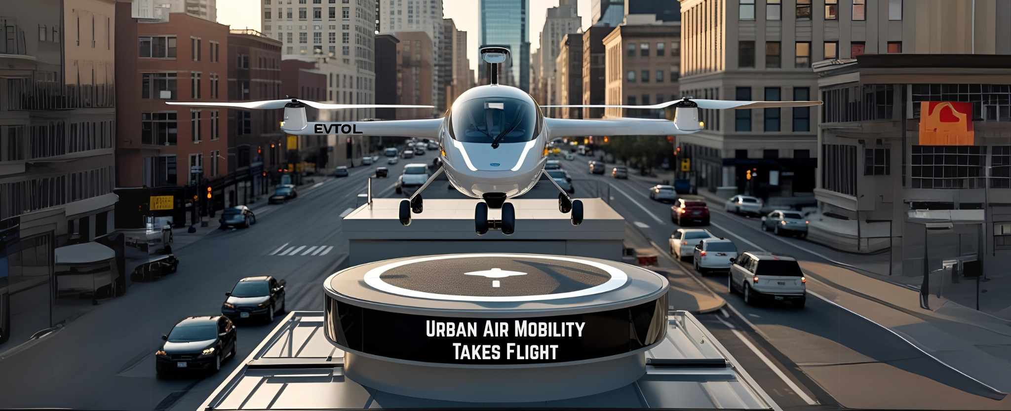 Urban Air Mobility Takes Flight - This image is an original composition by MarketBeat using licensed and editorial elements. Not for redistribution or reuse.