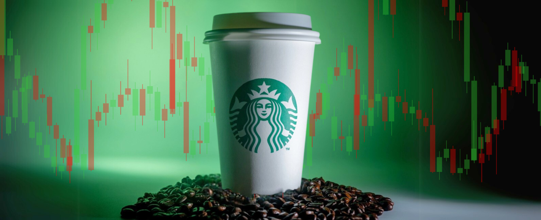 Starbucks coffee cup stock chart - This image is an original composition by MarketBeat using licensed and editorial elements. Not for redistribution or reuse.