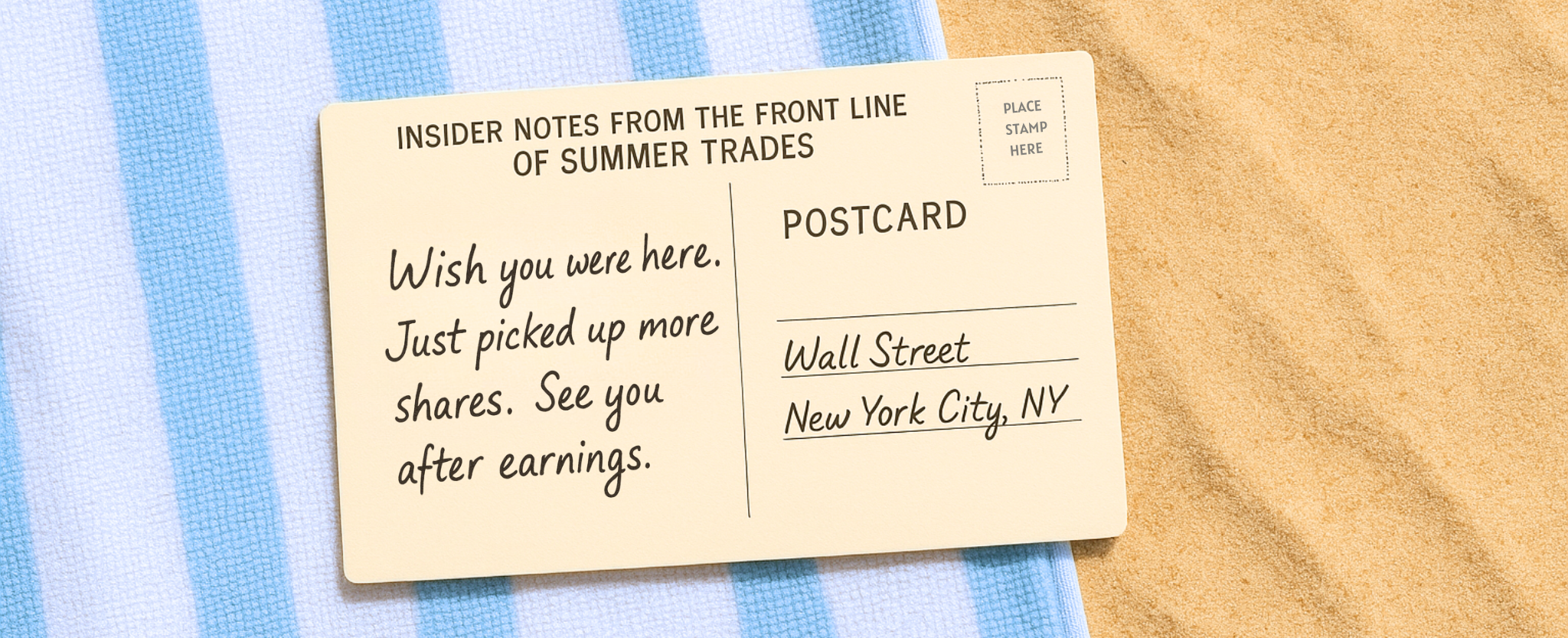 Insider Notes Postcard - This image is an original composition by MarketBeat using licensed and editorial elements. Not for redistribution or reuse.