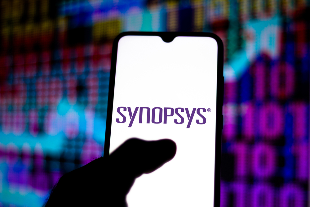 July 3, 2020, Brazil. In this photo illustration the Synopsys logo seen displayed on a smartphone