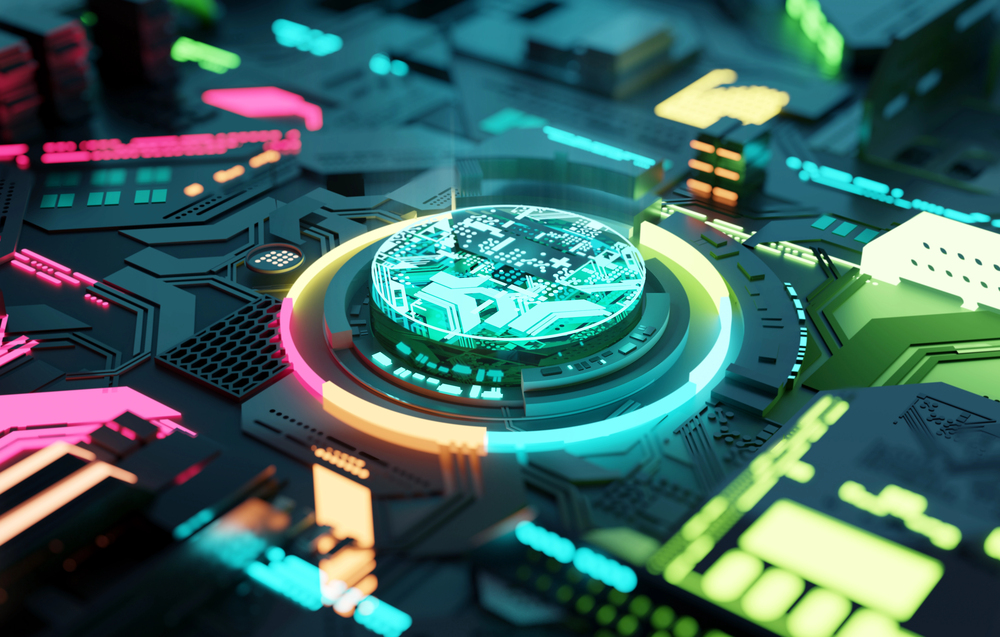 Multicoloured Futuristic CPU and Processor — Photo