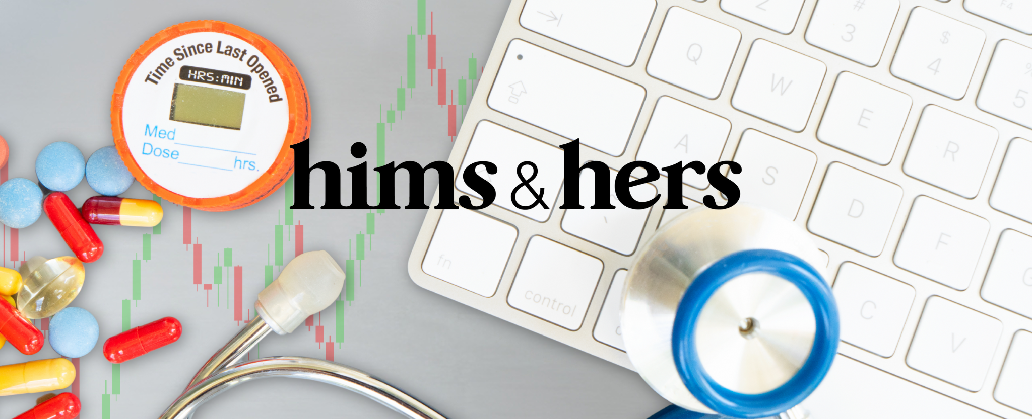 Hims & Hers telehealth and stock chart - This image is an original composition by MarketBeat using licensed and editorial elements. Not for redistribution or reuse.
