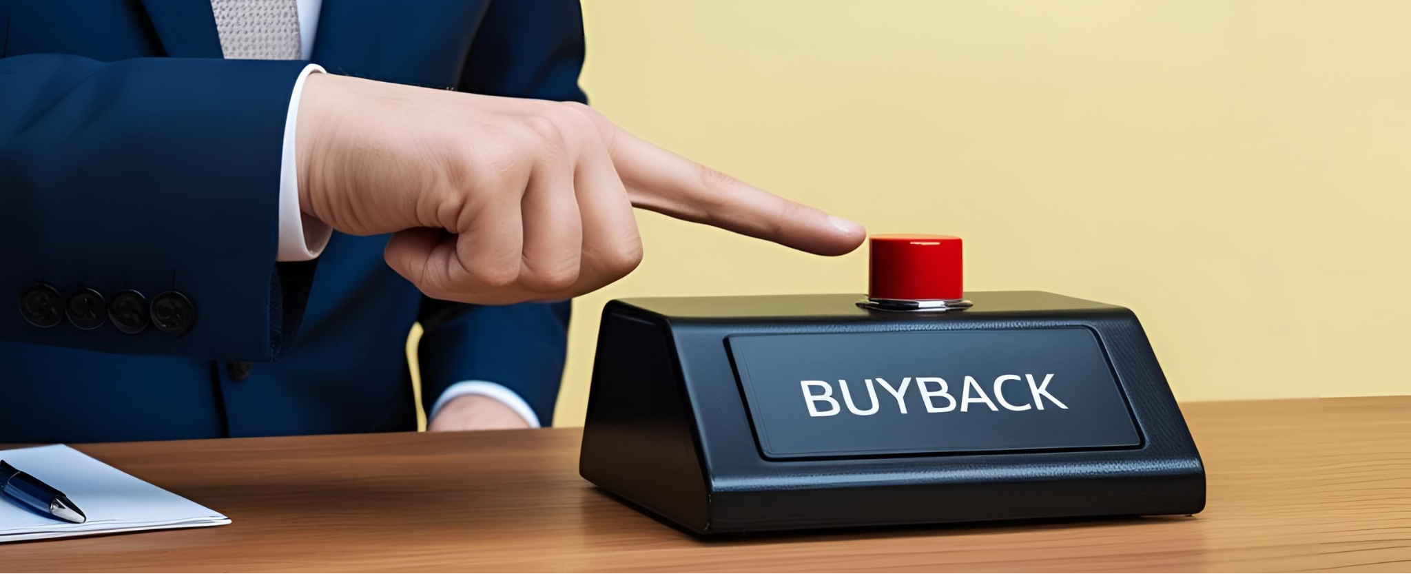 Buyback red button - This image is an original composition by MarketBeat using licensed and editorial elements. Not for redistribution or reuse.