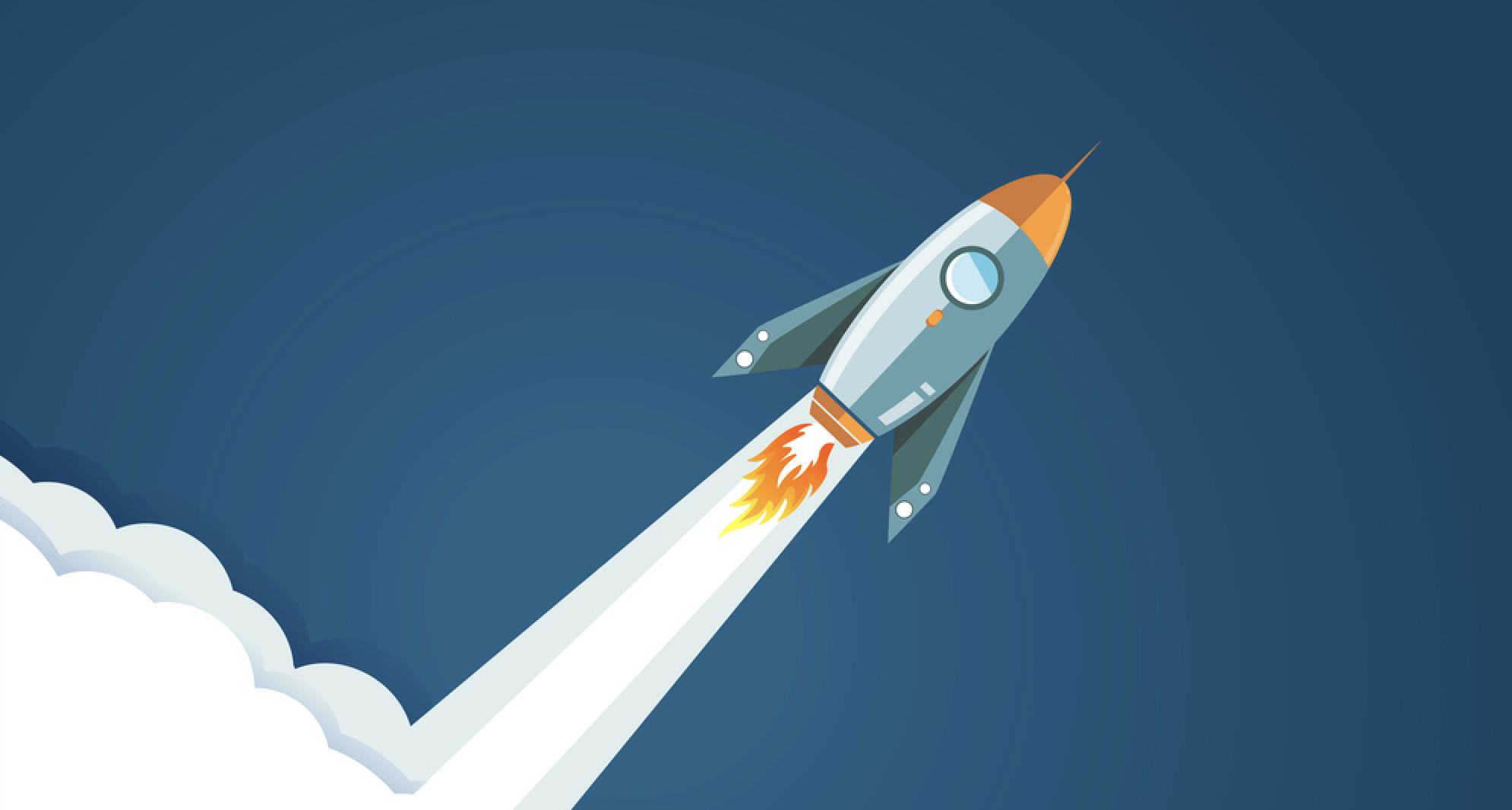 Flying rocket illustration design — Illustration