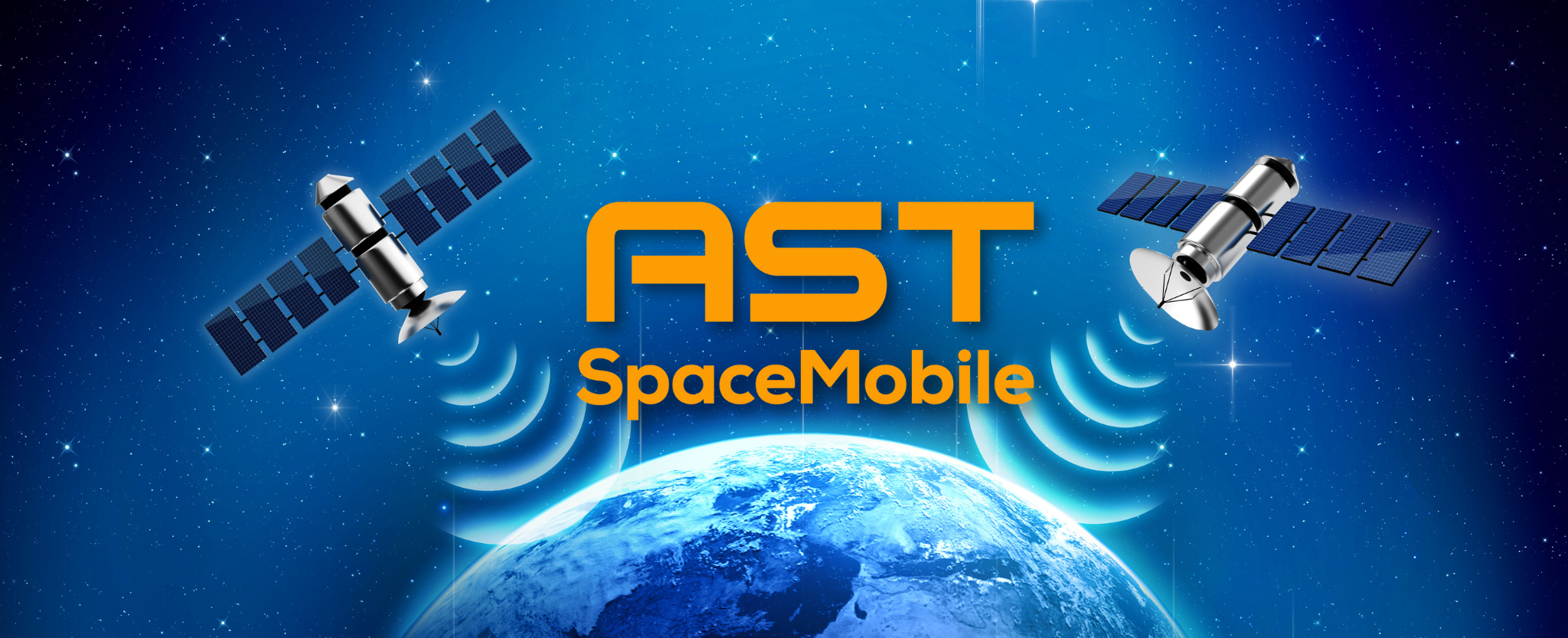 AST SpaceMobile network satellites - This image is an original composition by MarketBeat using licensed and editorial elements. Not for redistribution or reuse.