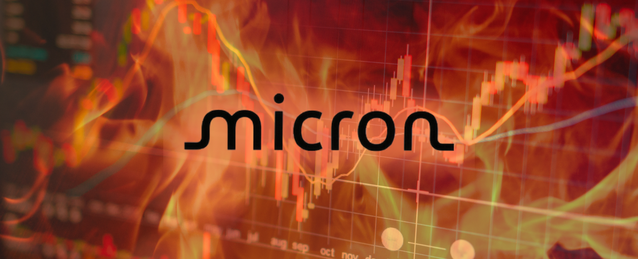 Micron flames hot stock chart - This image is an original composition by MarketBeat using licensed and editorial elements. Not for redistribution or reuse.