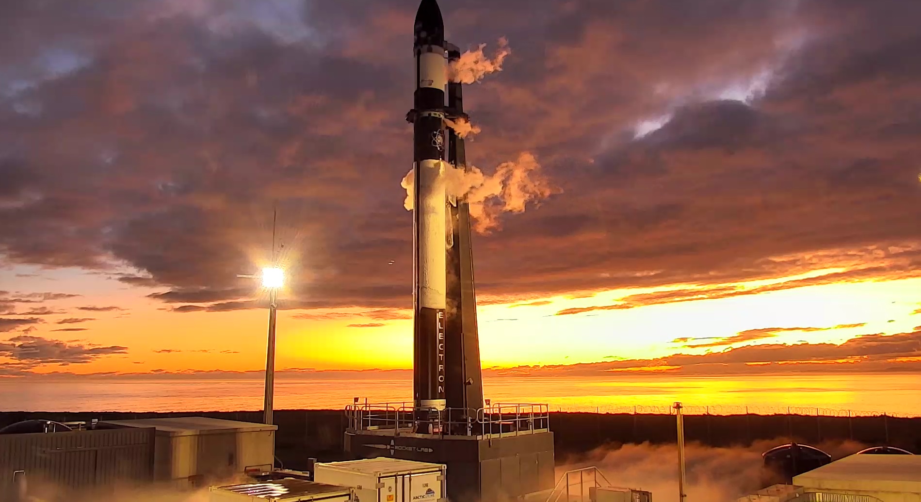 Electron launch vehicle on the pad at Launch Complex 1 for wet dress rehearsal ahead of the CAPSTONE launch for NASA and Advanced Space Source: Rocket Lab Media